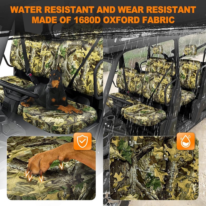 BORDAN UTV Waterproof Seat Cover for Can-Am Defender MAX 2018-2025/MAX DPS 2017-2025, Heavy Duty 1680D Camo Seat Cover Set for UTV Full Protection Outdoor(14 PCS) - Image 5